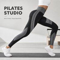Leggings Deportivos Sin Costuras para Mujer, Cintura Alta, Banda Acanalada, Levanta Glúteos, Control de Abdomen, Pantalones de Yoga y Pilates