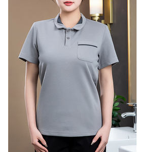 Uniforme de manga corta para mujer con logotipo personalizado para <span class=keywords><strong>recepcionista</strong></span> de personal de restaurante de <span class=keywords><strong>hotel</strong></span> y trabajos de limpieza - Product Image 1