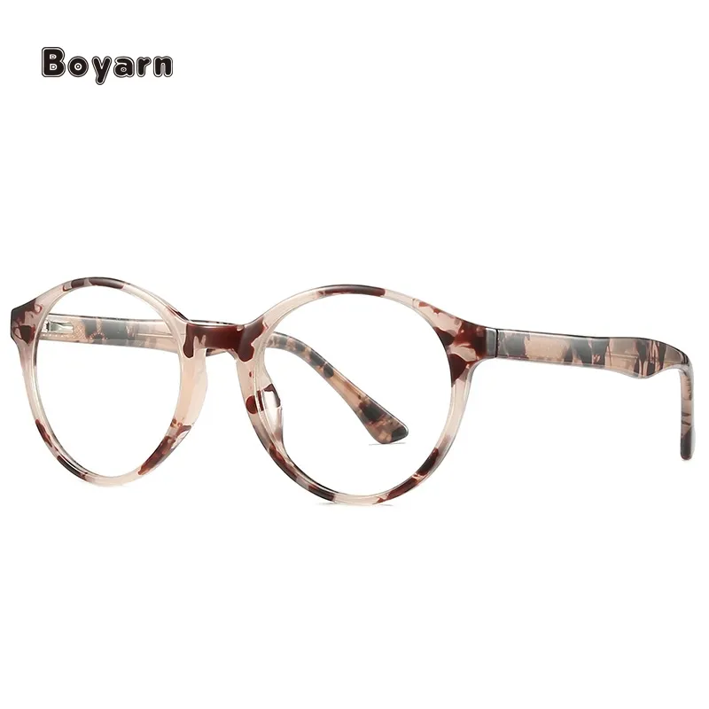 Boyarn الصين-نظارات نسائية, نظارات نسائية مربعة بضوء أزرق عالي الجودة مع مفصل زنبركي TR90 بإطار دائري نظارات نسائية بصرية في الهند