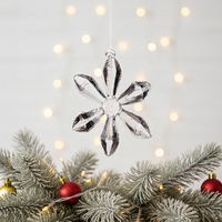 Cristal De Noël Flocon De Neige Suspendu Pendentif En Verre Mosaïque Technique Suncatcher Prisme Lustre Partie Vent Carillon Ornement Écologique