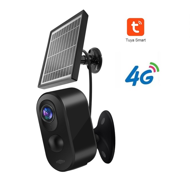 Newest Tuya 4G Solar Camera Rechargeable Battery Powered Security WiFi Alexa Echo with Night Vision and Memory Card Support