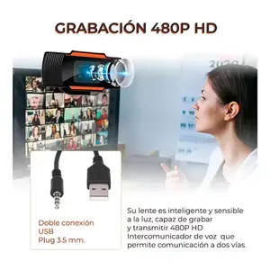 Cámara Web USB de Alta Definición con Micrófono Incorporado para Videoconferencias y Juegos, Resolución 1080P, Enfoque Automático, Sensor CMOS - Product Image 3