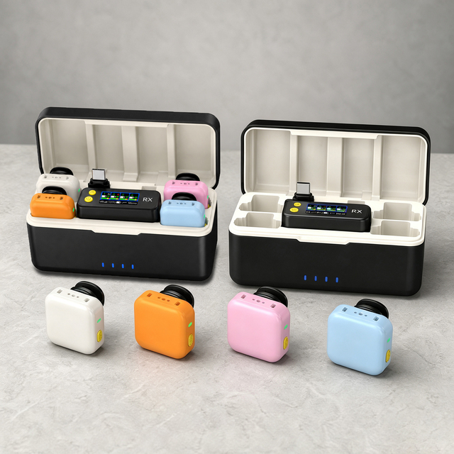Black Wireless Lapel Microphone 5 Color Options Long Range AI Noise Cancelling Factory Direct Custom Logo OEM ODM for Recording