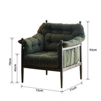 Fauteuil de loisirs rétro français en bois massif, style médiéval, pour séjour, design rayé, canapé individuel