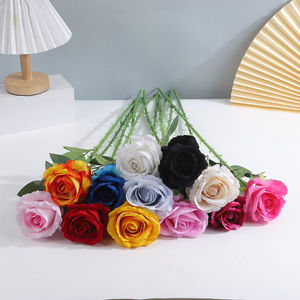 Rose artificielle à branche unique en tissu velours avec épines pour décoration de mariage, vente en gros - Product Image 2