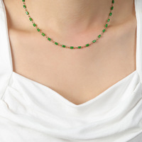 Chaîne clavicule en plaqué or 18 ct étanche ensemble de bijoux de mode en acier inoxydable collier de perles en pierre de cristal bracelet pour femmes