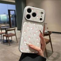 Coque de téléphone en cuir TPU à imprimé floral doux pour iPhone 17 Air 16 14 15 Pro Plus 18 13 12 11 Pro Max XR XS MAX