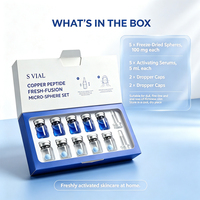 Ampoule de Peptide de Cuivre Bleu Lyophilisée 100mg, Sérum Activateur 5ml, Billes Lyophilisées Multi GHK-cu, Raffermissant Anti-Âge