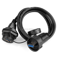 Connecteur de câble étanche à montage sur panneau femelle USB IP67 laiton cuivre avec couvercle de protection