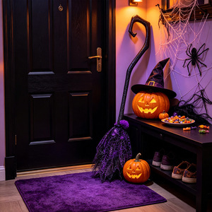Scopa di Plastica per <span class=keywords><strong>Halloween</strong></span>, Accessorio per Costume da <span class=keywords><strong>Strega</strong></span> con Luce Fluorescente e Manico Curvo in Tulle - Product Image 3