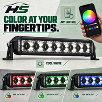 Barre lumineuse LED HSSH 50 pouces 375W à double rangée avec rétroéclairage RGB, faisceau spot haute intensité, contrôle par application, nouvelle, étanche, pour camion/SUV