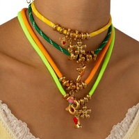 Collier ras du cou en corde tressée en gros, avec breloque lettre alphabet en émail en acier inoxydable, cordon réglable pour femmes, cadeaux bijoux