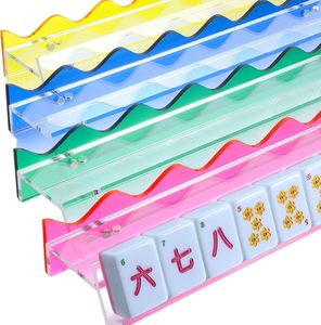 Estante de Mahjong de Acrílico Transparente con Diseño de Ondas para 4 Jugadores, Juego de Mahjong Moderno y Portátil - Product Image 1