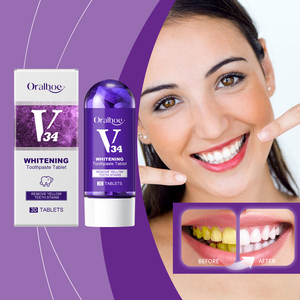 Oralhoe-Tabletas portátiles para Limpieza de dientes, pasta de dientes blanqueadora con olor a tartal, cuidado de los dientes amarillos - Product Image 3