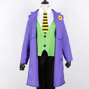 Хит продаж высокое качество Хэллоуин фиолетовый костюм клоуна Карнавальный костюм для детей и взрослых