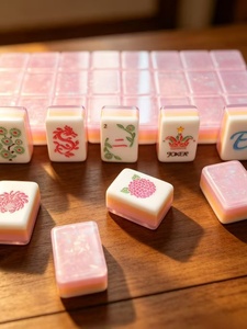 Luxury 4 Players Custom 4-Layer Pearl Pink Acrylic Eco-Friendly American Mahjong Tiles Western Hand Rub <b>Folding</b> Metal Mahjong - Product Image 2