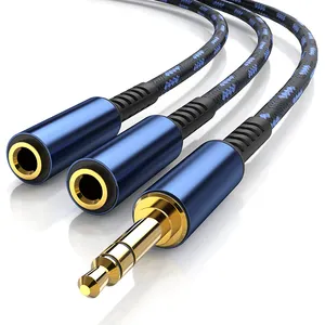3 5毫米1in 2out电缆3.5毫米至2母插孔耳机分离器音频电缆3.5 Y插孔辅助电缆，用于智能手机扬声器