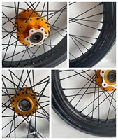 Ensemble de roues Supermoto de 17 pouces avec pneus 90/80-17 pour Surron Light Bee X, moyeu CNC doré complet, ensemble de roues de rue