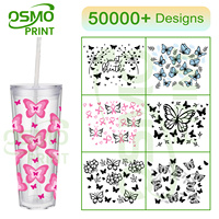 Autocollant DIY OSMO personnalisé UV pour gobelets de 24 oz, motif ailes, prêt à transférer, étanche et durable