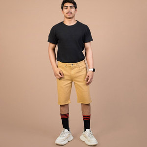 Regular Fit Breathable Quick Dry Eco-Friendly 100% Cotton Solid Men <b>Jeans</b> <b>Shorts</b> Mid <b>Waist</b> <b>High</b> Street Classic Style Daily Use - Product Image 1