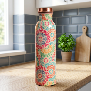 Bohemian Pattern <b>Stainless</b> <b>Steel</b> <b>Water</b> <b>Bottle</b> With Copper Lid Portable Travel Drinkware - Product Image 6