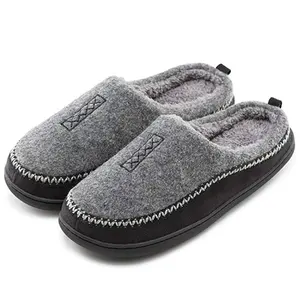 Mocassins en laine polaire à mémoire de forme, pour hommes, chaussures chaudes et confortables, pantoufles d'intérieur et d'extérieur, à enfiler, pour la maison, hiver