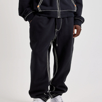 Survêtements personnalisés pour hommes, ensemble sweat-shirt et pantalon de survêtement avec coutures contrastées, fermeture éclair