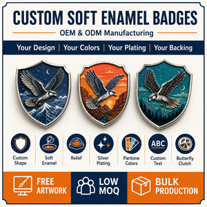 Juego de Insignias de Escudo de Esmalte Suave Personalizadas con Diseño de Halcón de Montaña - Product Image 4