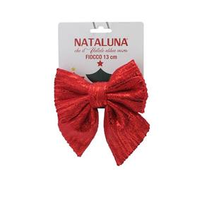 Lazo de tela rojo brillante a rayas, 13 cm de alto - Product Image 1