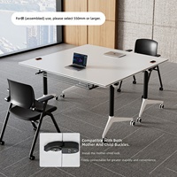 Conjunto de Mesa de Conferencia Comercial Modular de Acero Inoxidable, Plegable, Móvil, con Separador, Forma Oblonga, Diseño Moderno