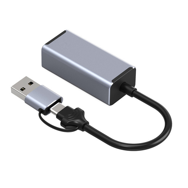 Wholesale 2 in 1 Aluminum Alloy 2.5G Mbps USB C to Gigabit Ethernet RJ45 Adapter for Phone Laptop PC