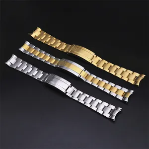 Acessórios de pulseira, acessórios de pulseira de prata e ouro 20mm aço inoxidável 316l relógio masculino corrente para rollex água fantasma série