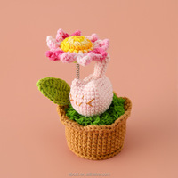 Plante en pot tricotée au crochet faite à la main, motif chat, canard et fleurs artificielles mignonnes, motif tournesol, pour l'intérieur