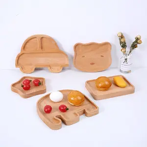 लकड़ी के बच्चों के ट्रे रचनात्मक कार्टून रोटी नाश्ता कटोरा लकड़ी अनियमित फल की थाली