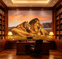 Papier peint mural personnalisé, motif animal africain lion, papier peint vintage pour salon, chambre à coucher, décoration murale intérieure commerciale