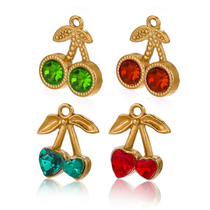 จี้เชอร์รี่เคลือบทอง 18K แบบ PVD หลากหลายแบบสำหรับทำเครื่องประดับ DIY |   กันน้ำ ป้องกันการแพ้ และไม่ซีดจาง - Product Image 2