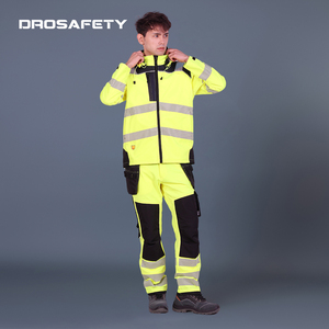 Ensemble de vêtements de travail en deux pièces, pantalon et <span class=keywords><strong>veste</strong></span> en polaire épaisse anti-feu à haute visibilité personnalisée - Product Image 2