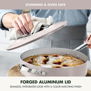 Bộ nồi chảo 12 món chống dính bằng gốm sứ thân thiện với môi trường bằng nhôm năm <span class=keywords><strong>2025</strong></span>, tay cầm bằng thép không gỉ - Product Image 2