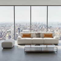 Großhandel Modernes 3-Sitzer Modulares Sofa-Set mit Holzrahmen, Stoffbezug in Weißem Samt, Schaumstoffpolsterung für Villa-Wohnzimmer