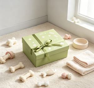 Boîte cadeau personnalisée pour animaux de compagnie, emballage cadeau luxueux en papier rigide avec nœud en ruban pour jouet, friandise ou accessoire pour animal, logo personnalisé - Product Image 3