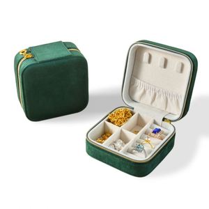 Velvet Square Plush Velvet Jewelry <b>Box</b> Mini Jewelry Organizer Women Portable Organizer Travel Case with Zipper for Rings <b>Earring</b> - Product Image 1
