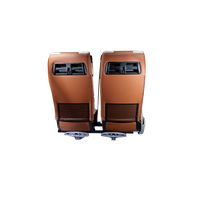 Siège de bus navette double place en cuir matelassé bicolore café gaufré OEM pour remplacement de minibus scolaire et touristique