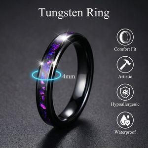 POYA <span class=keywords><strong>Anello</strong></span> Nuziale in Tungsteno Blu <span class=keywords><strong>Viola</strong></span> Galassia 4mm 8mm Comfort Fit, <span class=keywords><strong>Anello</strong></span> per Coppia in Acciaio Inossidabile Nero per Uomo e Donna - Product Image 2
