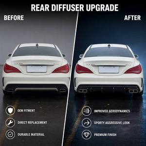 Kit Carrozzeria Stile AMG 45 per <span class=keywords><strong>Mercedes</strong></span>-Benz <span class=keywords><strong>CLA</strong></span> W117 Berlina 2014-2018, Paraurti Posteriore, Labbro Posteriore, Diffusore Posteriore, Upgrade - Product Image 2