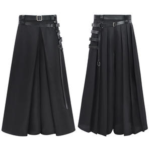 Falda plisada de poliéster con plumas estilo cyberpunk gótico para <span class=keywords><strong>hombre</strong></span>, pantalón hakama samurái japonés oscuro para primavera - Product Image 4