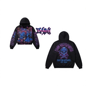 Heavyweight Woven 350gsm <b>Black</b> Blue for <b>Zipper</b> <b>Hoodie</b> Custom Sublimation Embroidery for Logo Men's Winter - Product Image 1
