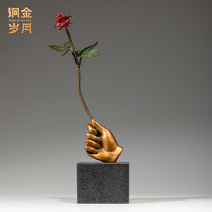 Escultura de Rosas en Cobre y Oro, Flor en Rama, Decoración Artística para Sala de Estar, Regalo para el Día de San Valentín - Product Image 3