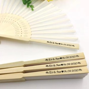 21cm 7 inch Handmade Silk Paper Fan Custom Bamboo Crafts for Wedding Favors