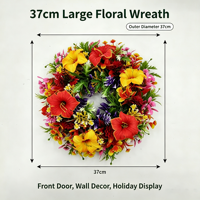Karangan Bunga Morning Glory PE Buatan 37cm, Hiasan Gantung Musim Gugur Modern Buatan Tangan dengan Sentuhan Alami untuk Pintu Depan, Teras, dan Rumah