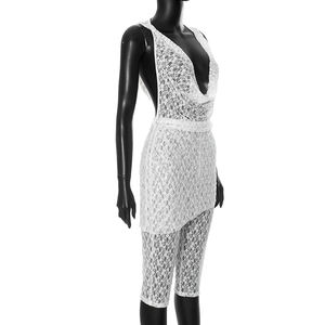 Viviblook J25ST036 femmes Sexy dentelle à capuche suspendus cou Pile col dos nu pantalon ensemble décontracté Sexy femmes deux pièces ensemble - Product Image 4